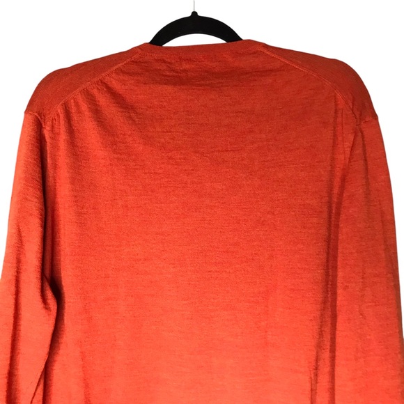 Polo Ralph Lauren Wool V-Neck Sweater Pullover Orange Lightweight Custom Fit XL - Picture 7 of 10